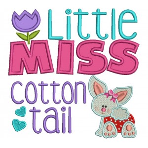 Little Miss Cotton Tail Easter Bunny Applique Machine Embroidery Design Digitized Pattern