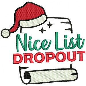 Nice List Dropout Christmas Filled Machine Embroidery Design Digitized Pattern