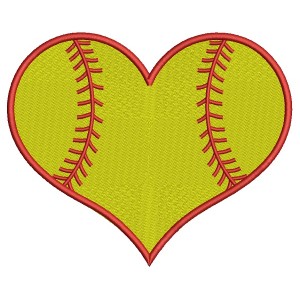 Softball Heart Sports Filled Machine Embroidery Design Digitized Pattern