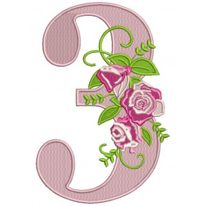 Third Birthday With Flowers Filled Machine Embroidery Design Digitized Pattern