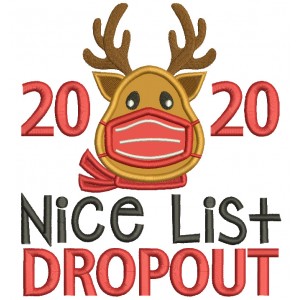 2020 Nice List Dropout New Year Applique Machine Embroidery Design Digitized Pattern