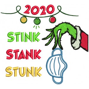 2020 Stink Stank Stunk Christmas Applique Machine Embroidery Design Digitized Pattern