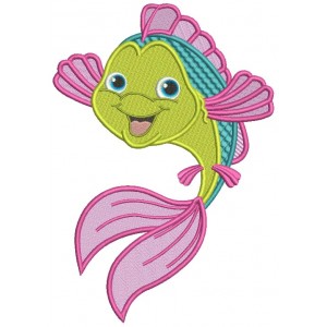 Cute Little Smiling Fish Filled Machine Embroidery Design Digitized Pattern