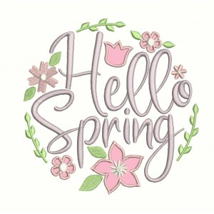Hello Spring Flowers Applique Machine Embroidery Design Digitized Pattern