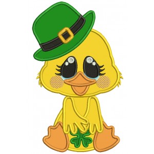Little Chick Wearing Cute Hat St.Patrick's Day Applique Machine Embroidery Design Digitized Pattern