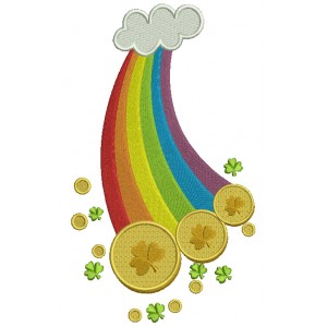 Lucky Rainbow With a Cloud Irish St Patrick's Day Filled Machine Embroidery Design Digitized Pattern