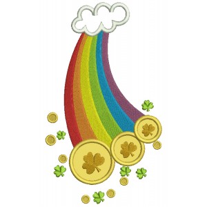 Lucky Rainbow With a Cloud Irish St Patrick's Day Applique Machine Embroidery Design Digitized Pattern