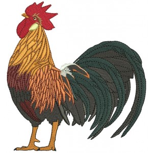 Majestic Golden Rooster Filled Machine Embroidery Design Digitized Pattern