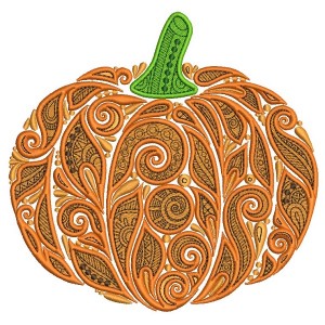 Ornate Pumpkin With Beautiful Patterns Thanksgiving Filled Machine Embroidery Design Digitized Pattern