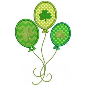 Shamrock Balloons Irish St Patrick's Day Applique Machine Embroidery Design Digitized Pattern