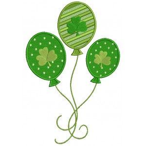 Shamrock Balloons Irish St Patrick's Day Filled Machine Embroidery Design Digitized Pattern