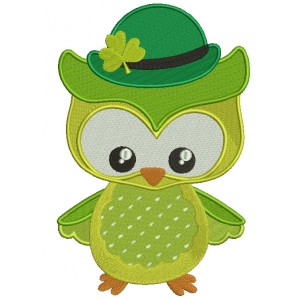St Patrick's Day Owl Irish Filled Machine Embroidery Design Digitized Pattern