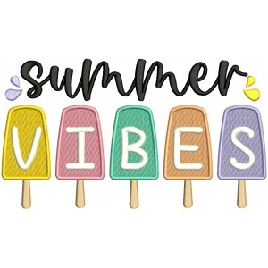 Summer Vibes Ice Cream Filled Machine Embroidery Design Digitized Pattern