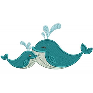 Two Whales Filled Machine Embroidery Design Digitized Pattern