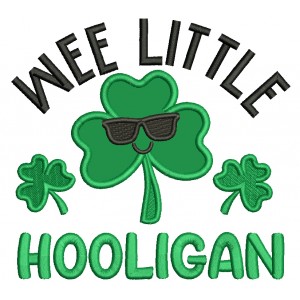 Wee Little Hooligan Shamrock St.Patrick's Day Applique Machine Embroidery Design Digitized Pattern 