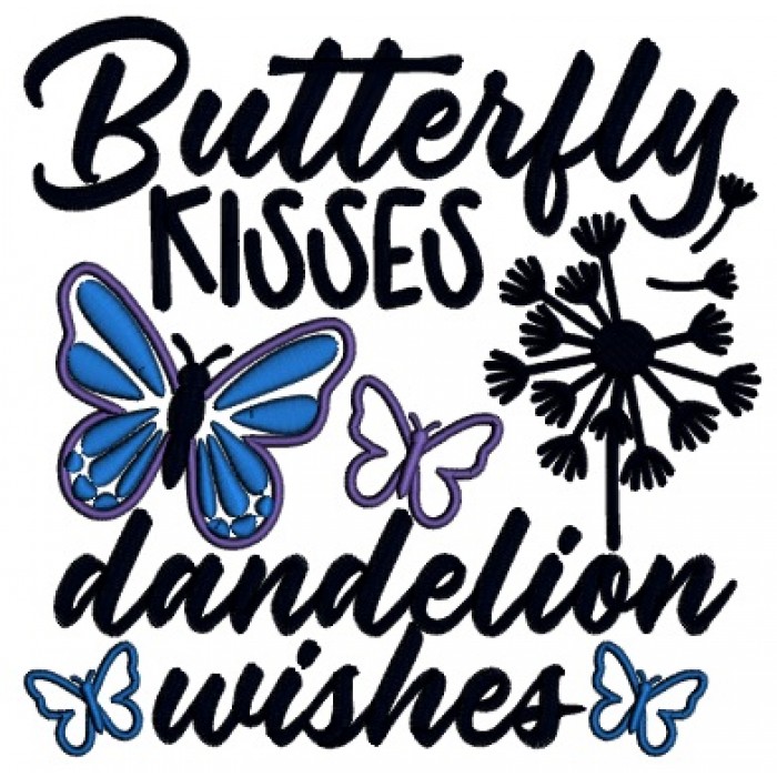 Butterfly Kisses Dandelion Wishes Applique Machine Embroidery Design