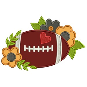 Football With Flowers Applique Machine Embroidery Design Digitized Pattern