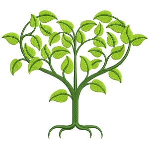Green Heart Shaped Tree Filled Machine Embroidery Design Digitized Pattern