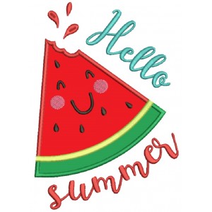 Hello Summer Watermelon Slice Applique Machine Embroidery Design Digitized Pattern