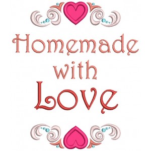 Homemade With Love Hearts Applique Machine Embroidery Design Digitized Pattern 