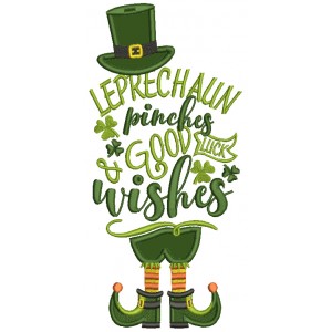 Leprechaun Pinches And Good Luck Wishes St.Patrick's Day Applique Machine Embroidery Design Digitized Pattern