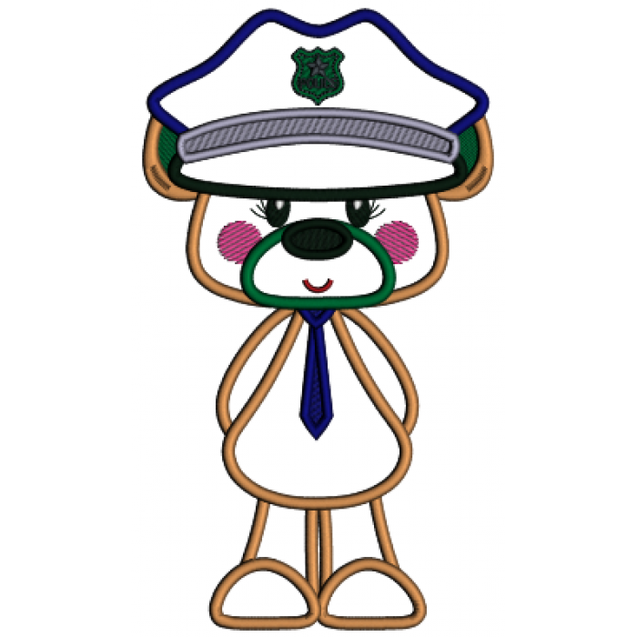Police Bear Pattern Little Cute Bear Police Officer Applique Machine Embroidery Design ...
