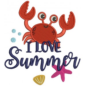 Love Summer Cute Little Crab Filled Machine Embroidery Design Digitized Pattern