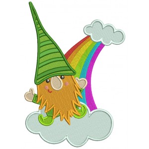 Lucky Leprechaun Over The Rainbow St.Patrick's Day Filled Machine Embroidery Design Digitized Pattern