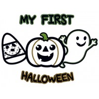 My First Halloween Ghost And Candy Corn Applique Machine Embroidery Design Digitized Pattern