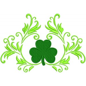 Ornamental Shamrock St. Patrick's Day Filled Machine Embroidery Design Digitized Pattern