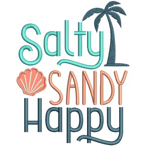 Salty Sandy Happy Applique Machine Embroidery Design Digitized Pattern