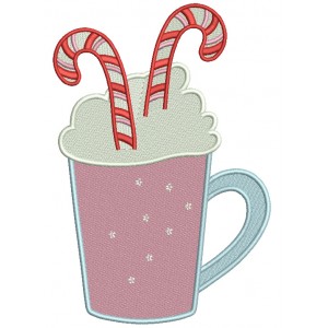 Tall Cup With Candy Canes Christmas Filled Machine Embroidery Design Digitized Pattern