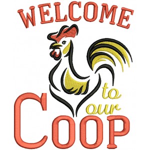 Welcome To Our Coop Rooster Outline Filled Machine Embroidery Design Digitized Pattern