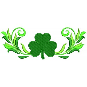 Wide Ornamental Shamrock St. Patrick's Day Filled Machine Embroidery Design Digitized Pattern