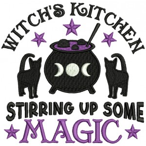 Witch's Kitchen Stirring Up Some Magic Filled Machine Embroidery Design Digitized Pattern