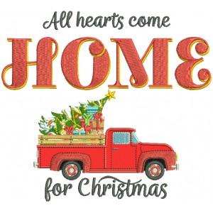 All Hearts Come Home For Christmas Applique Machine Embroidery Design Digitized Pattern