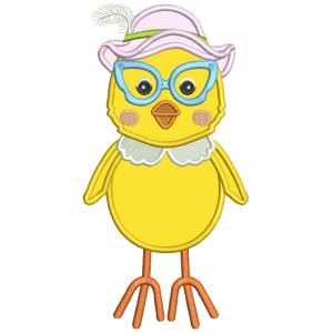 Baby Chick Wearing Big Hat Applique Machine Embroidery Design Digitized Pattern