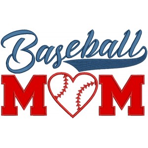 Baseball Mom With a Heart Sports Applique Machine Embroidery Design Digitized Pattern