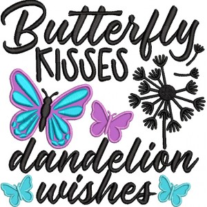 Butterfly Kisses Dandelion Wishes Applique Machine Embroidery Design Digitized Pattern