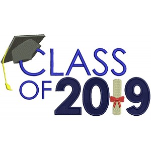Class Of 2019 School Graduation Filled Machine Embroidery Design Digitized Pattern