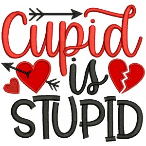 Cupid Is Stupid Valentine's Day Applique Machine Embroidery Design Digitized Pattern