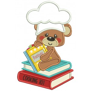 Cute Little Bear Cook Applique Machine Embroidery Design Digitized Pattern