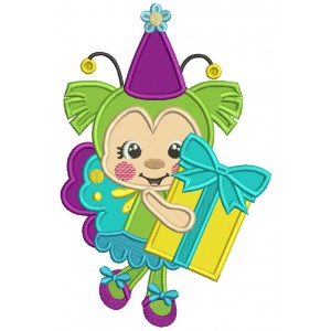 Cute Little Bug Birthday Girl Applique Machine Embroidery Design Digitized Pattern