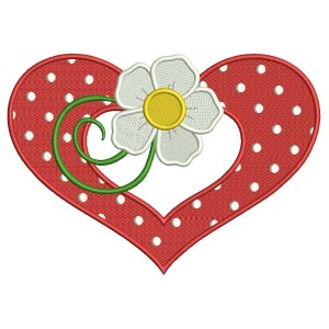 Flower and a Heart Filled Machine Embroidery Design Digitized Pattern