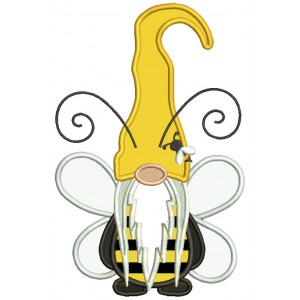 Gnome Bumble Bee With Huge Antennas Applique Machine Embroidery Design Digitized Pattern