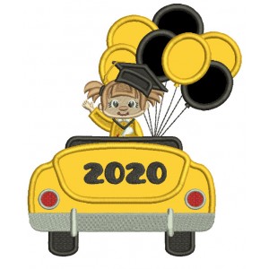Graduate Girl With Balloons 2020 Applique Machine Embroidery Design Digitized Pattern