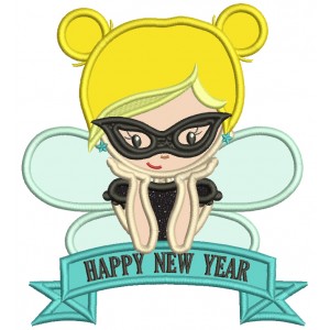 Happy New Year Fairy Applique Machine Embroidery Design Digitized Pattern