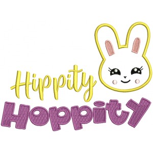 Hippity Hoppity Easter Bunny Applique Machine Embroidery Design Digitized