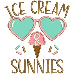 Ice Cream Sunnies Summer Applique Machine Embroidery Design Digitized Pattern
