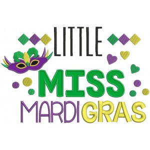 Little Miss Mardi Gras Applique Machine Embroidery Design Digitized Pattern
